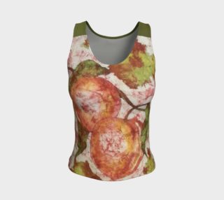 Watercolor Batik Peaches with Green Ombre Back Fitted Tank preview