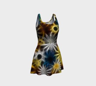 Blue and Yellow Fractal daisies Flare Dress preview