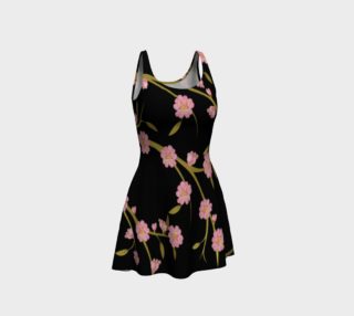 Cherry Blossoms on Black Print Flare Dress preview