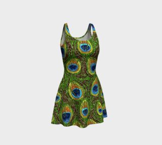Peacock Feather Glitter Print Flare Dress preview