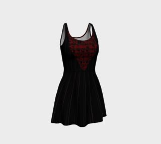 Pin-tucked Lace Illusion Print Gothic Flared Minidress preview