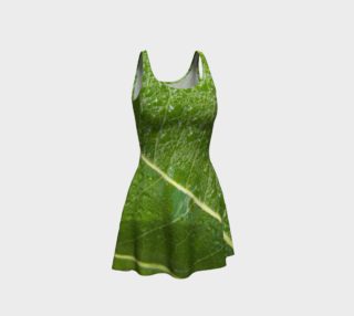 Aperçu de Green Leaf with Water Droplets Flare Dress
