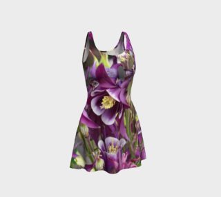 Purple and Pink Columbines Flare Dress preview
