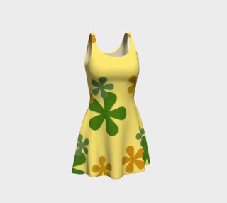 Orange and Green Retro Flowers Flare Dress preview