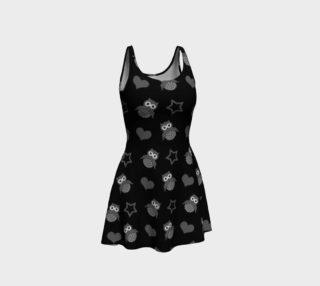 Black owls stars hearts dress preview
