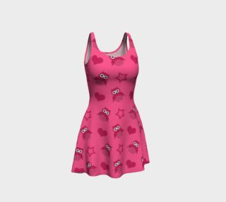 Pink owls stars hearts dress preview
