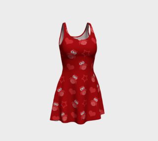 Red owls stars hearts dress preview