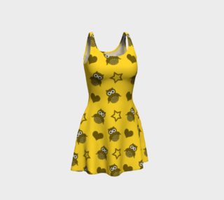 Yellow owls stars hearts dress preview