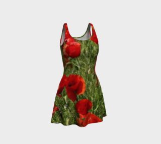 Red Pansies, Flare dress preview
