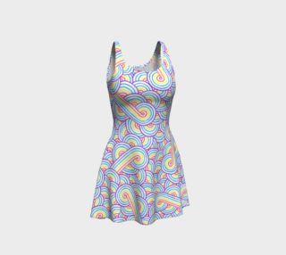 Rainbow and white swirls doodles Flare Dress preview