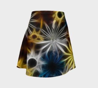 Blue and Yellow Fractal daisies Flare Skirt preview