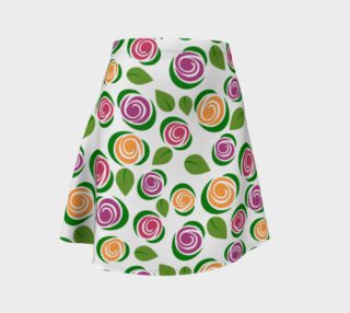 Green Leaves Raspberry Orange Floral Flare Skirt preview