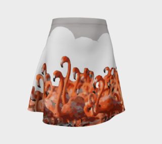 Coral Flamingos On Parade Flare Skirt preview