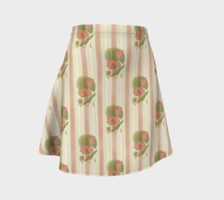 Peach N Rosy Striped Lotus Flowers Flare Skirt preview