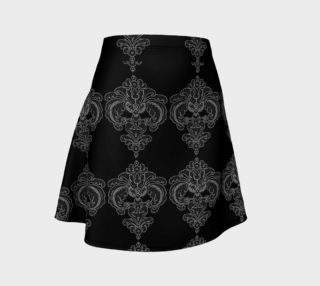 White On Black Damask Flared Skirt preview