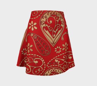 Red and Gold Persian Paisley Flare Skirt preview