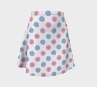 Pink and Blue Flowers Trans Pride Flare Skirt (White) preview