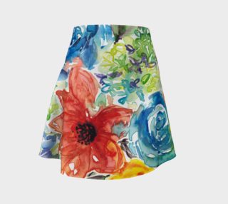 Vibrant Watercolor Floral Flare Skirt preview