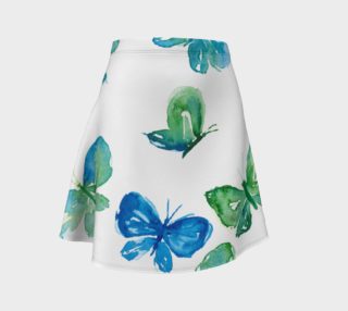 Green and Blue Watercolor Butterfly Flare Skirt preview