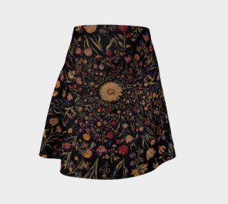 Medieval Flowers on Black Flare Skirt preview