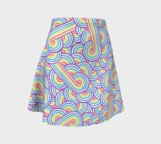 Rainbow and white swirls doodles Flare Skirt preview