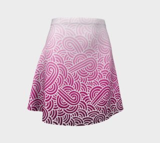Ombre pink and white swirls doodles Flare Skirt preview