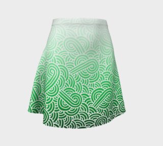 Ombre green and white swirls doodles Flare Skirt preview