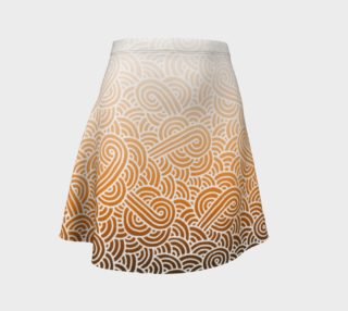 Ombre orange and white swirls doodles Flare Skirt preview