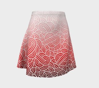 Ombre red and white swirls doodles Flare Skirt preview