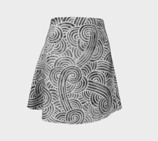 Grey and white swirls doodles Flare Skirt preview