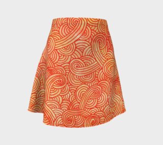 Orange and red swirls doodles Flare Skirt preview