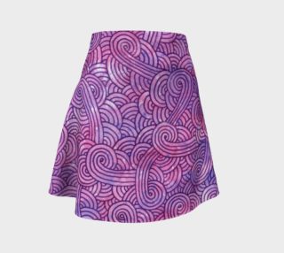 Neon purple and pink swirls doodles Flare Skirt preview
