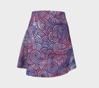 Purple swirls doodles Flare Skirt preview