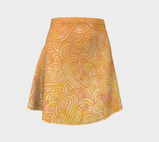 Yellow and orange swirls doodles Flare Skirt preview