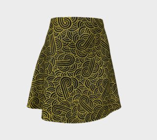 Faux gold and black swirls doodles Flare Skirt preview