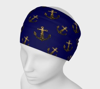 Aperçu de Yellow Gold sparkles Anchor pattern Navy blue
