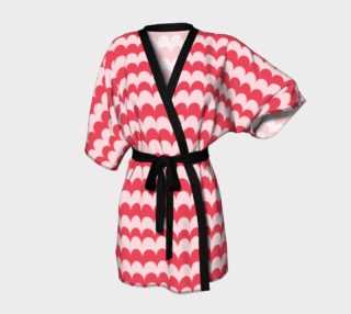 Aperçu de Pink Scallop Print Kimono Robe