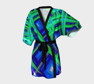 Green Blue Square Fractal Kimono Robe preview