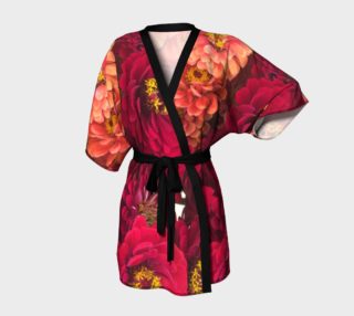 Peach and Pink Zinnias Kimono Robe preview