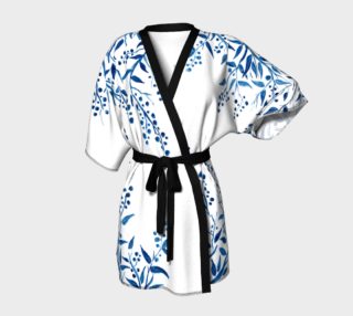 Blue Watercolor Leaves Kimono Robe preview