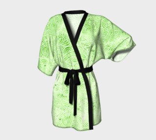 Greenery and white swirls doodles Kimono Robe preview