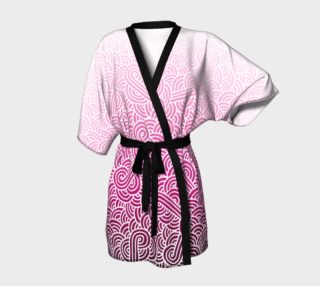 Ombre pink and white swirls doodles Kimono Robe preview