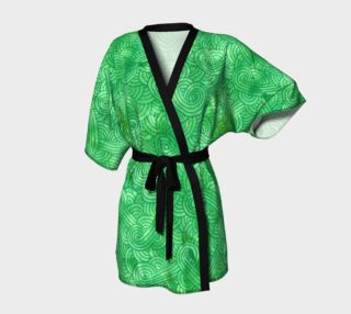Green swirls doodles Kimono Robe preview