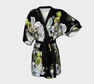 White rose black and green kimono robe preview