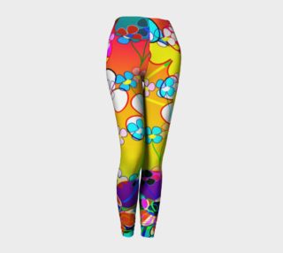 Abstract Colorful Flower Art Yellow Background Leggings preview