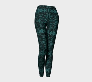 Teal and Black Lace Print Gothic Victorian Leggings preview