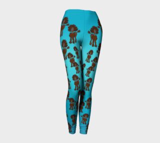 Brown poodles on turquoise leggings preview