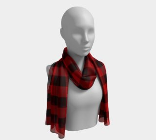 Red and Black Buffalo Checkered Plaid Scarf Long by VCD © preview
