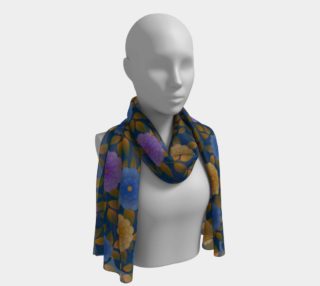 Oval Flowers on Blue Long Scarf 181229 preview