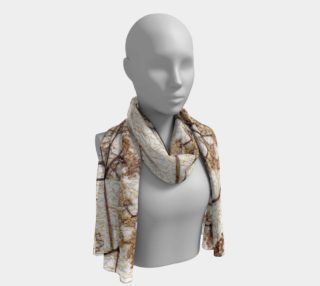 Long Scarf - Elderberry Blossom on Gold Mesh Print Silky Neck Scarves preview
